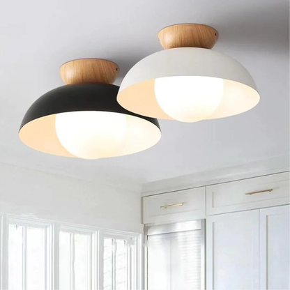 Flush Mount Ceiling Light with Nested Dome - Modern Mid Century Metal