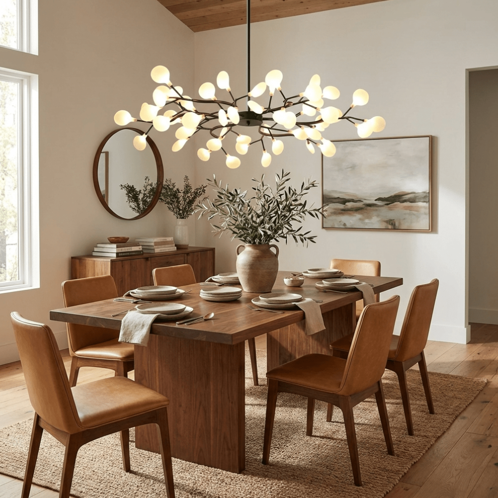 Sputnik-Kronleuchter mit Glasblütenzweigen – Modernes Mid-Century-Design