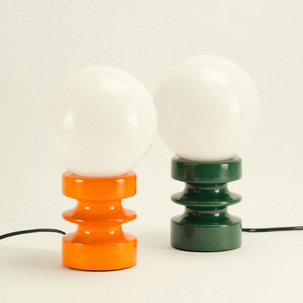 Table Lamp with Frosted Glass Globe Shade - Modern Mid Century Retro