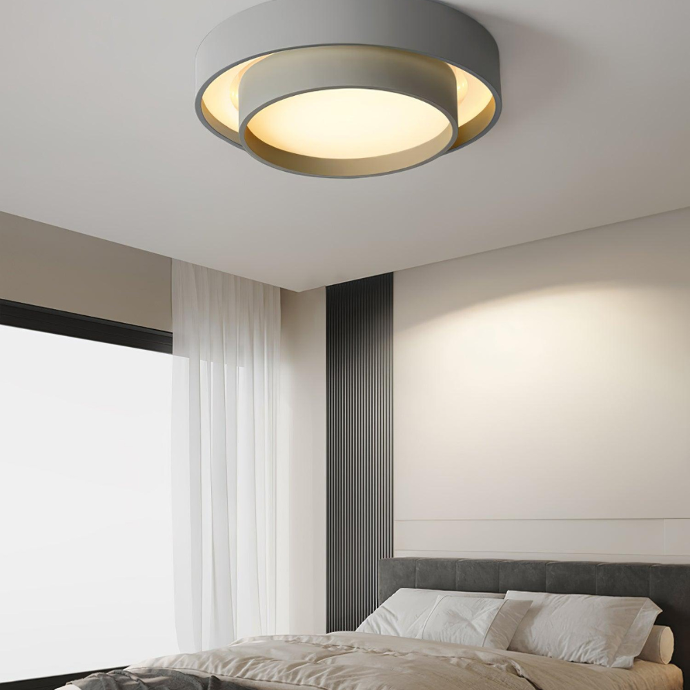 Concentric Ring Ceiling Light with Tiered Shade - Modern Flush Mount