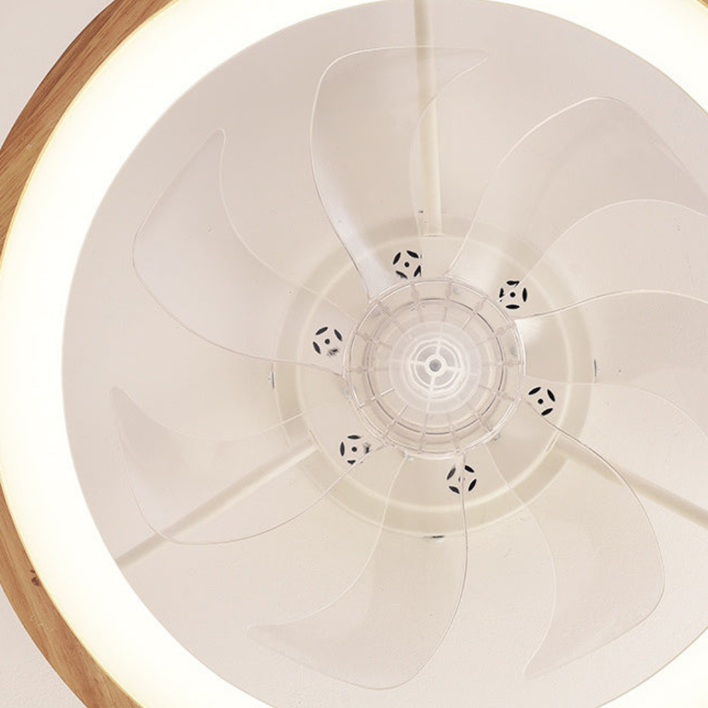 flush mount ceiling fan with light and Hollowed or Solid Wood Frame - Japandi Style