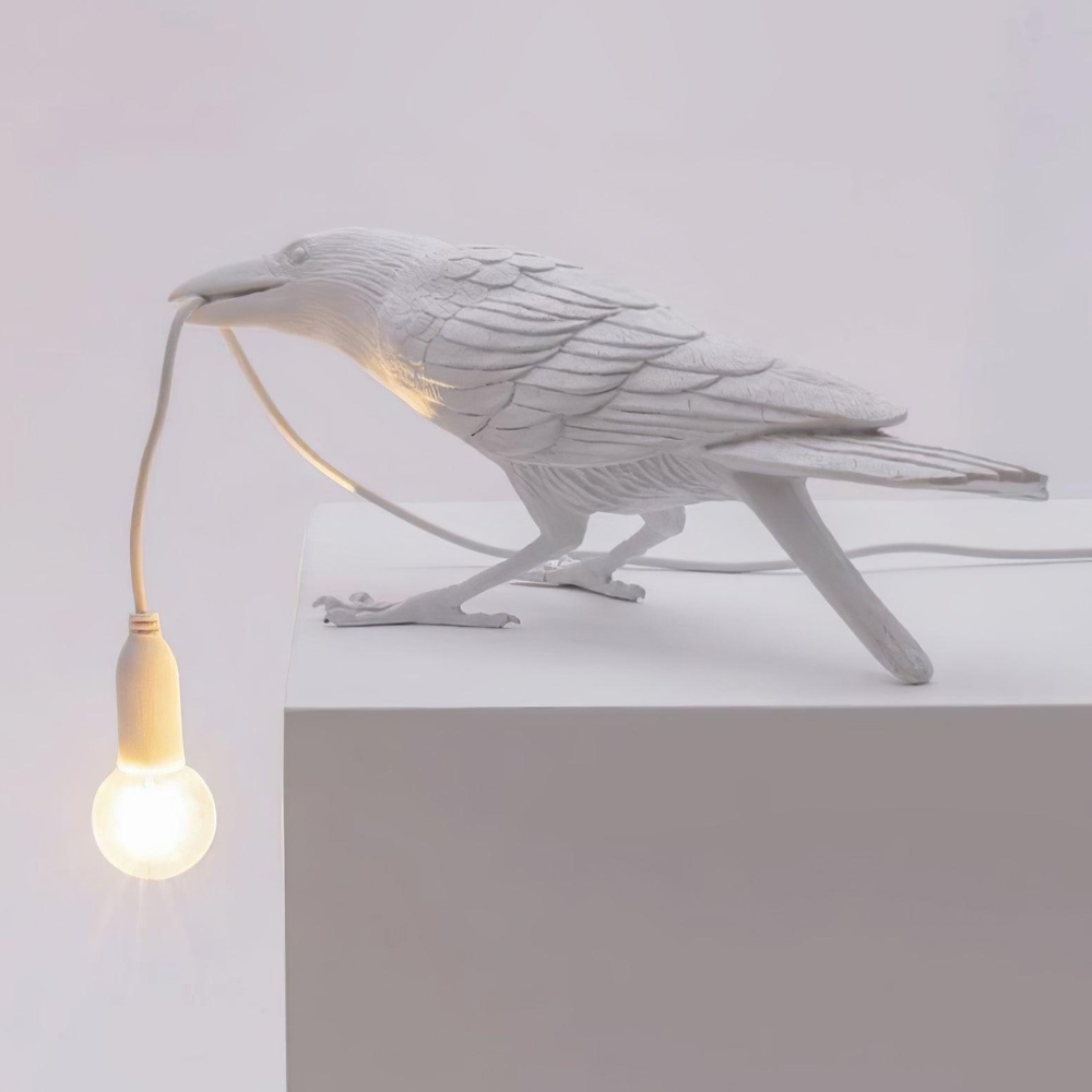 Modern Raven Table Lamp - Resin Bird Sculpture Light for Home Decor