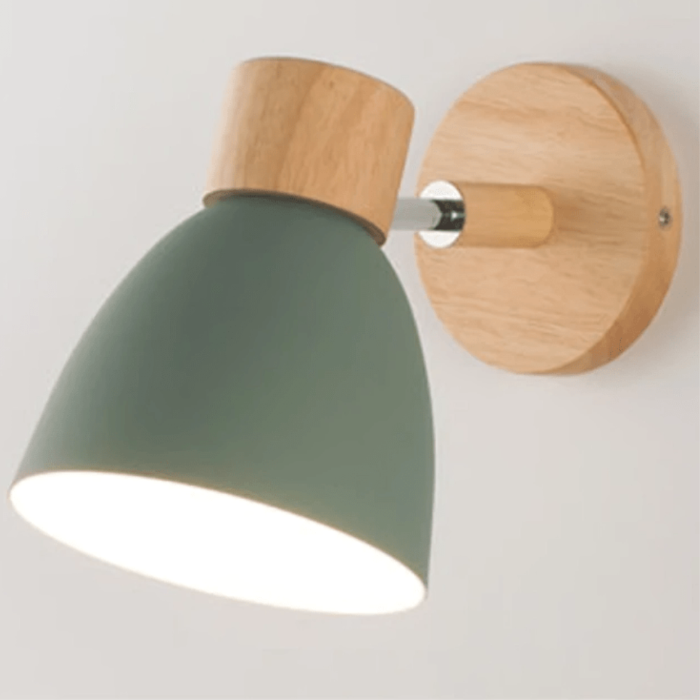 Nordische matte Wandleuchte mit Naturholz – moderne schwenkbare Arbeitsleuchte