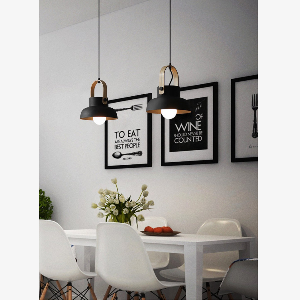 Moderne Pendelleuchte mit Holzoptik-Griff – Nordische konische Pendelleuchten