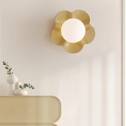 Wall Sconce with Flower Petal Metal Base - Modern Danish Pastel
