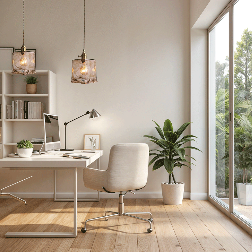 Pendelleuchte aus gehämmertem Glas mit welliger Struktur – Vintage-Messing-Stil