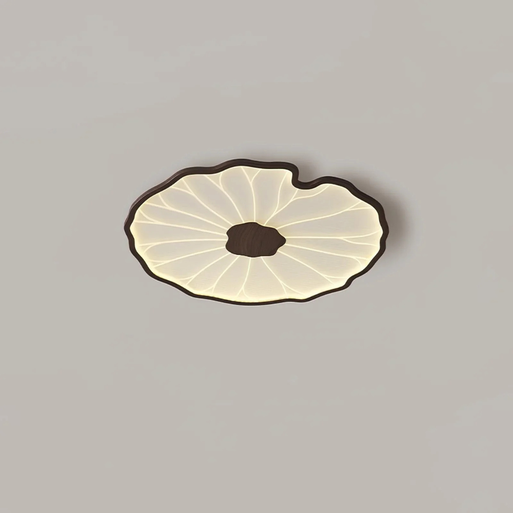 Flush Mount Ceiling Light with Wood Tone - Minimalist Japandi Botanical