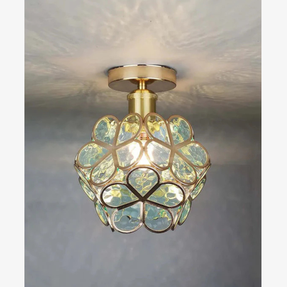 Floral Flush Mount Ceiling Light - Petal Design Acrylic Globe