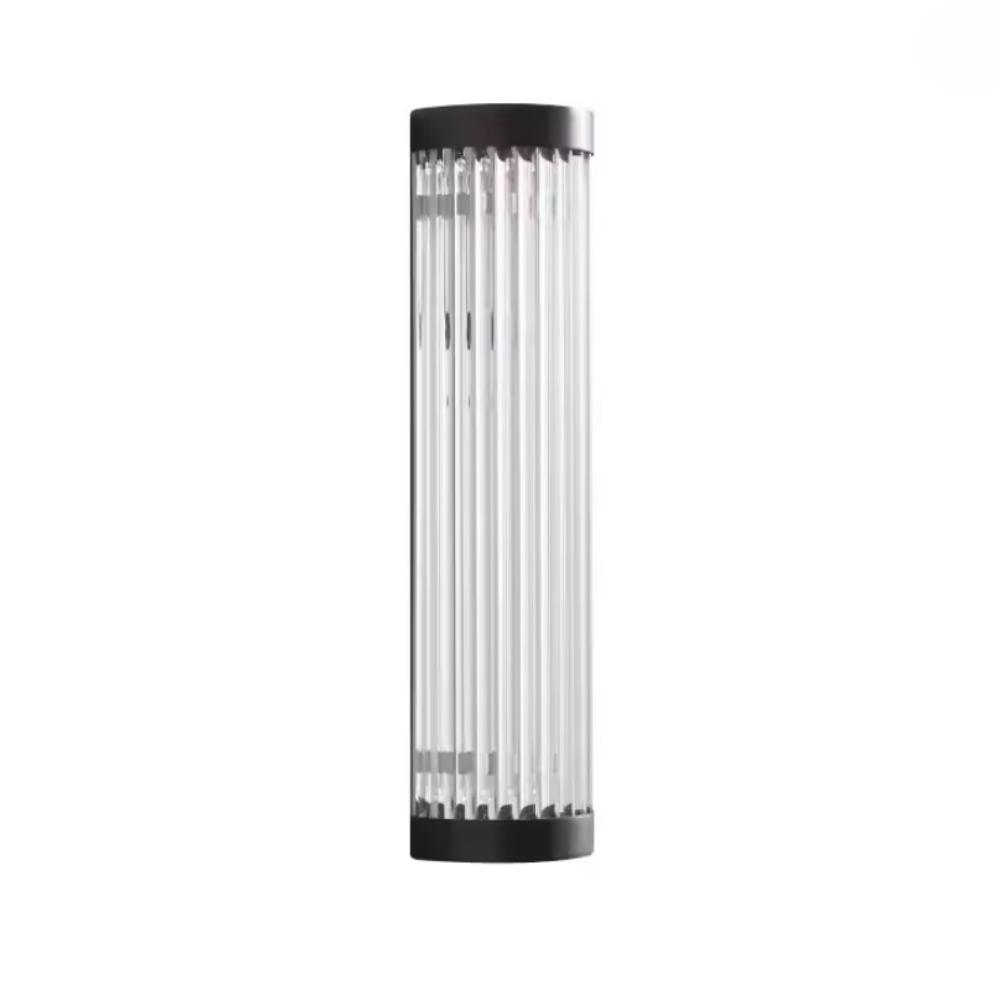Entryway Light Fixtures with Ribbed Glass and Metal - Cylinder Sconce
