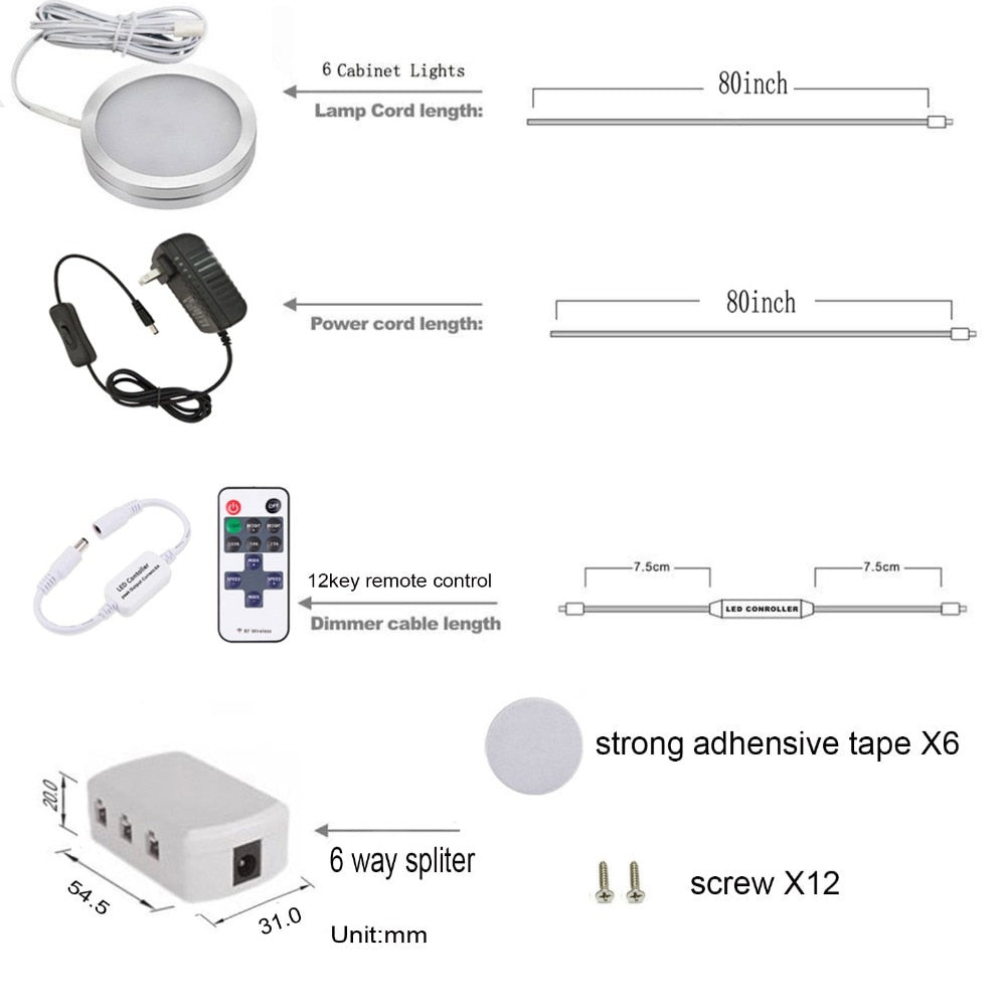 LED-Pucklichter mit kabelloser Fernbedienung und Dimmer – 120 Grad breiter Lichtstrahl