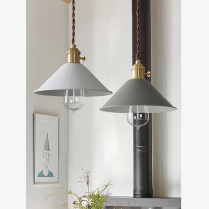 Modern Brass-Neck Cone Pendant Light - Vibrant Matte Industrial Pendant Lights