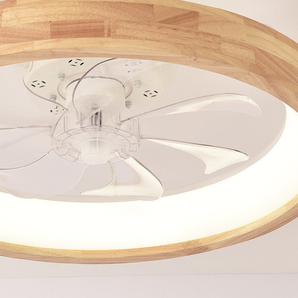flush mount ceiling fan with light and Hollowed or Solid Wood Frame - Japandi Style