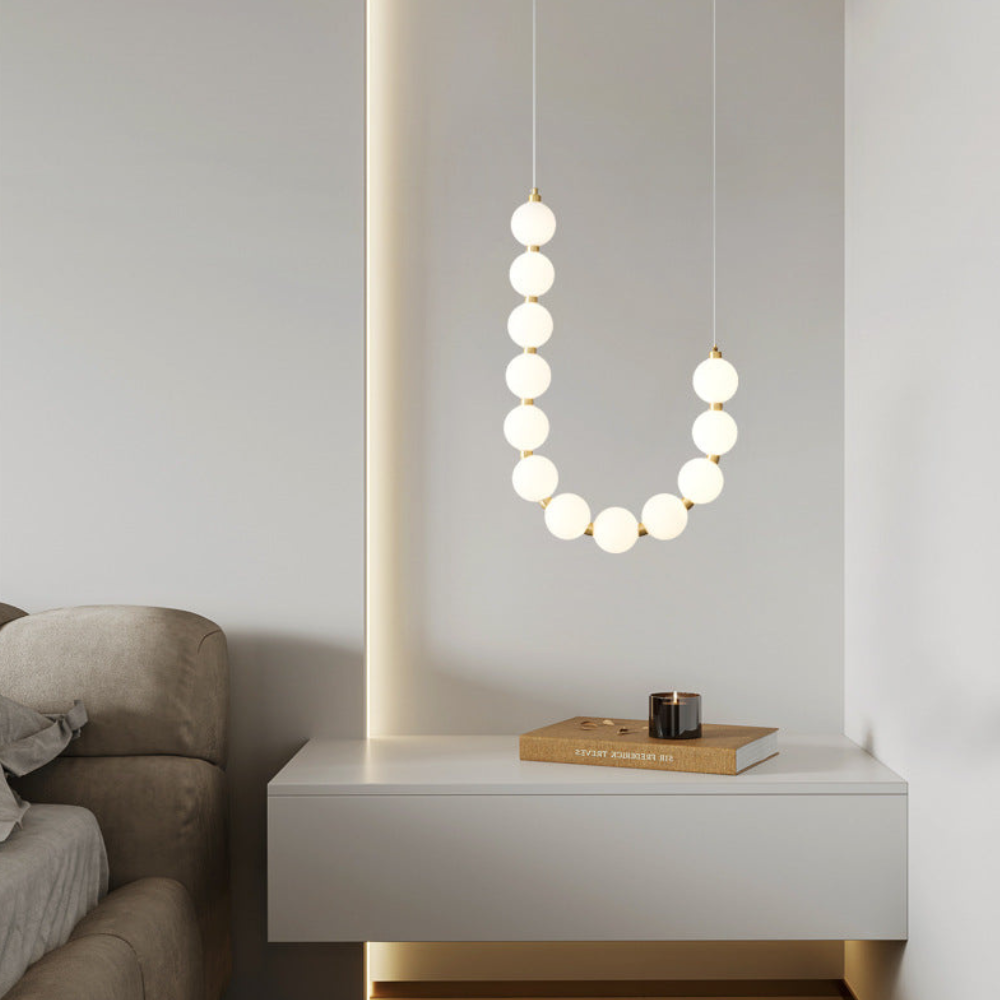 Hanging Ceiling Light with Acrylic Globes - Minimalist Sculptural Gold