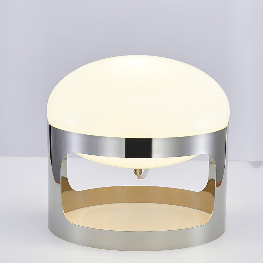 Glass Orb Table Lamp with Chrome Metal Base - Mid Century Modern