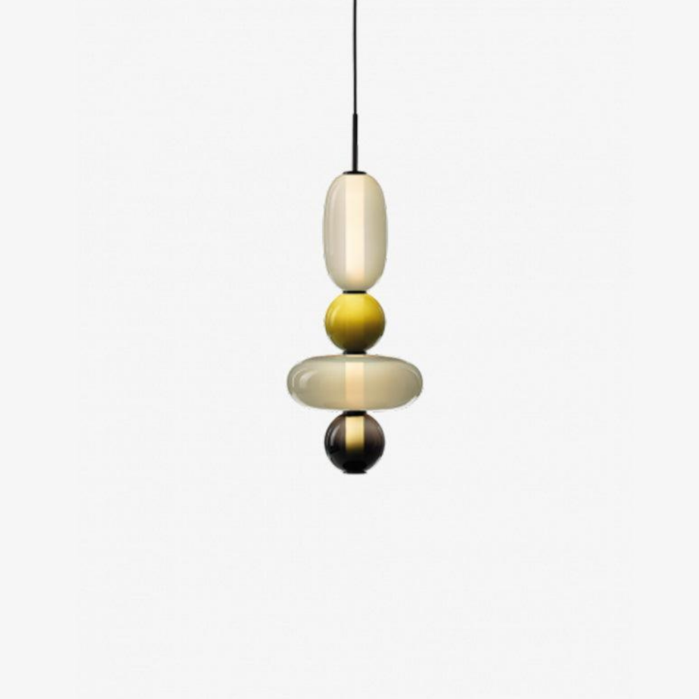 Gestapelte Glas-Hängeleuchte mit geometrischen Ebenen – Art-Déco-Stil