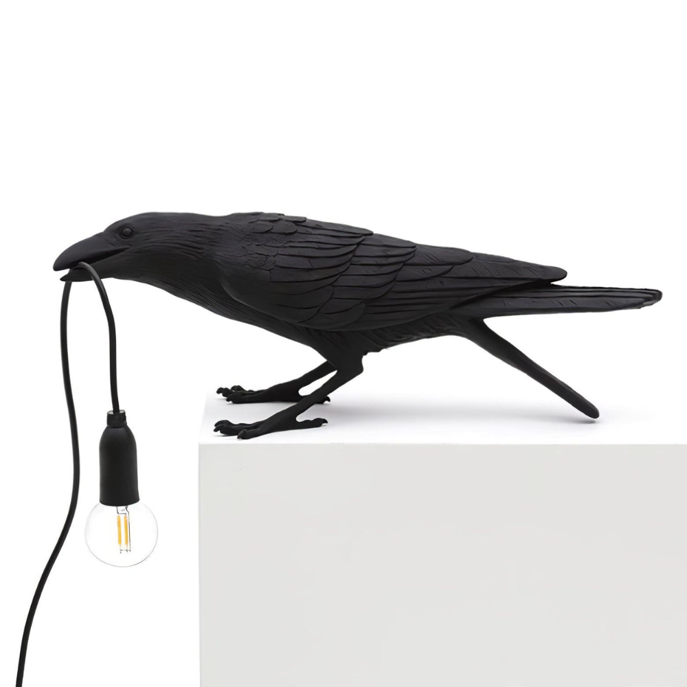 Modern Raven Table Lamp - Resin Bird Sculpture Light for Home Decor