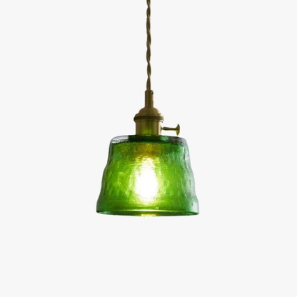 Hammered Glass Pendant Light with Brass Hardware - Nordic Modern Style
