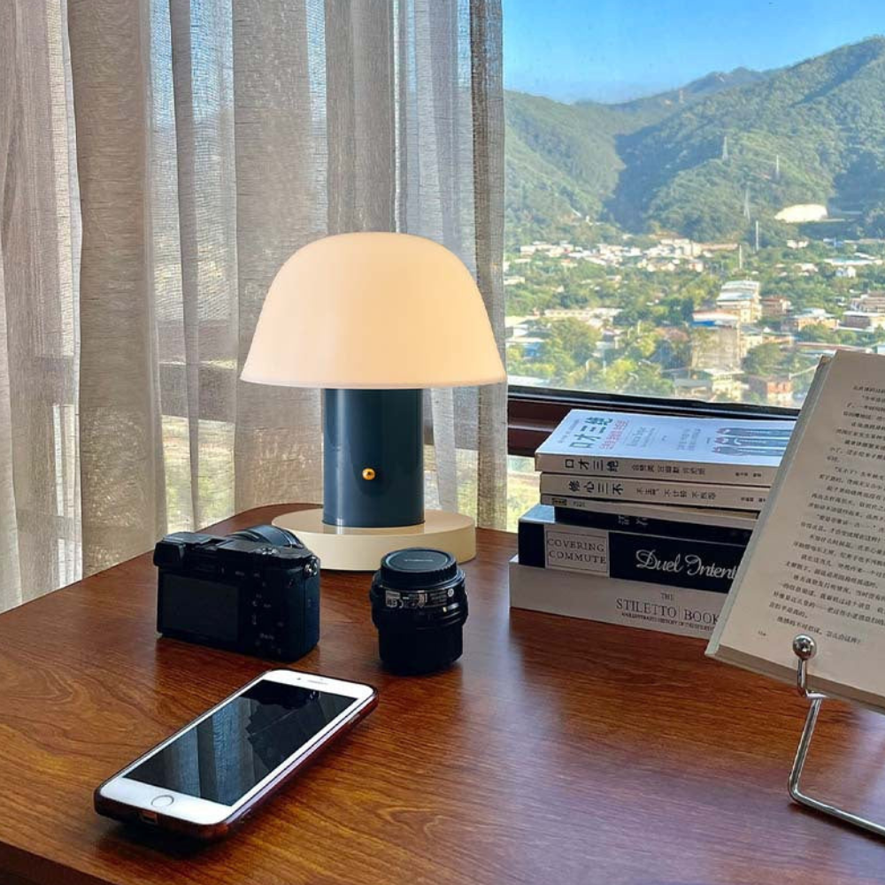 LED Table Lamp with USB Port and Touch Dimmer - Mid Century Danish Style