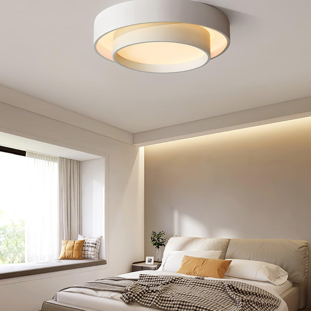 Concentric Ring Ceiling Light with Tiered Shade - Modern Flush Mount