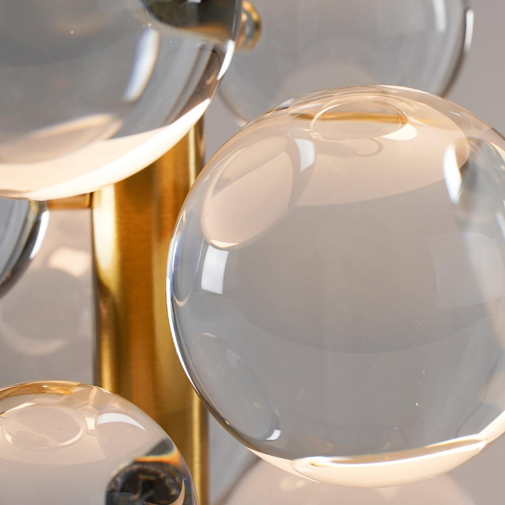 Skulpturale Glascluster-Akzentlampe mit Marmorsockel – Art Deco Metall-Wandleuchte