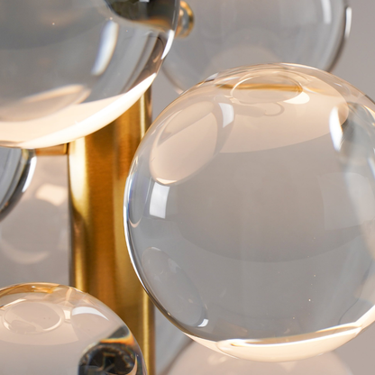 Sculptural Glass Cluster Accent Lamp with Marble Base - Art Deco Metallic Sconce