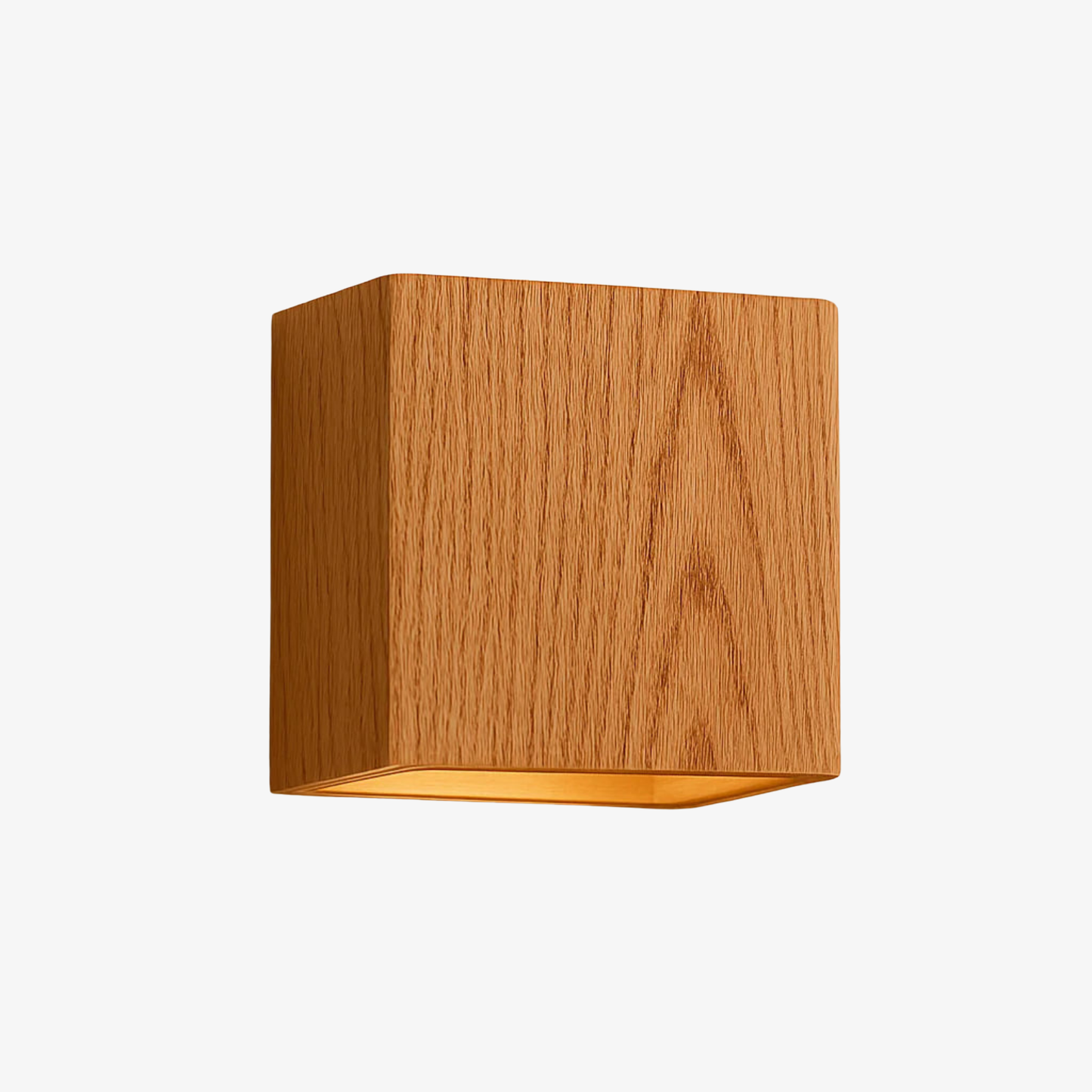 Modern Wood-Texture Cube Wall Light
