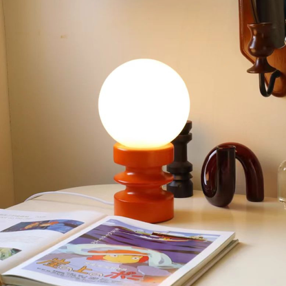 Table Lamp with Frosted Glass Globe Shade - Modern Mid Century Retro