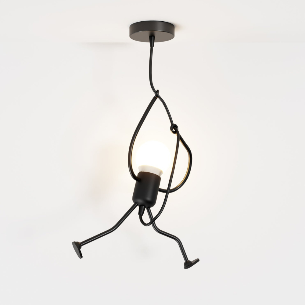 Pendelleuchte mit Eisenfigur-Rahmen – Modern Mid Century Industrial