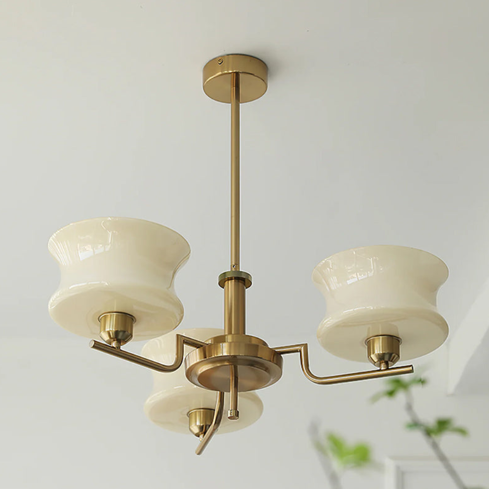 Chandelier with Glass Bell Shades - Mid Century Modern  Light