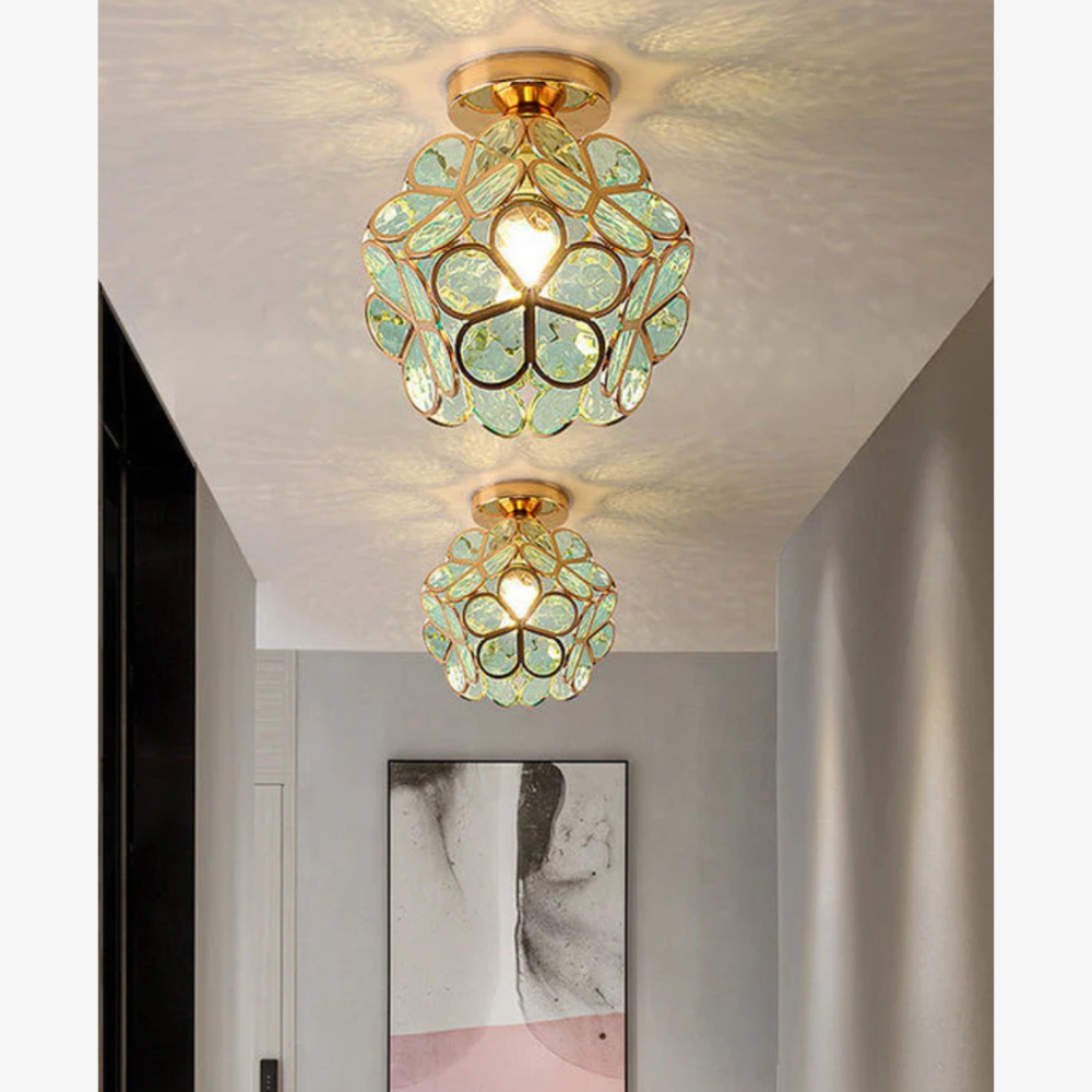 Floral Flush Mount Ceiling Light - Petal Design Acrylic Globe