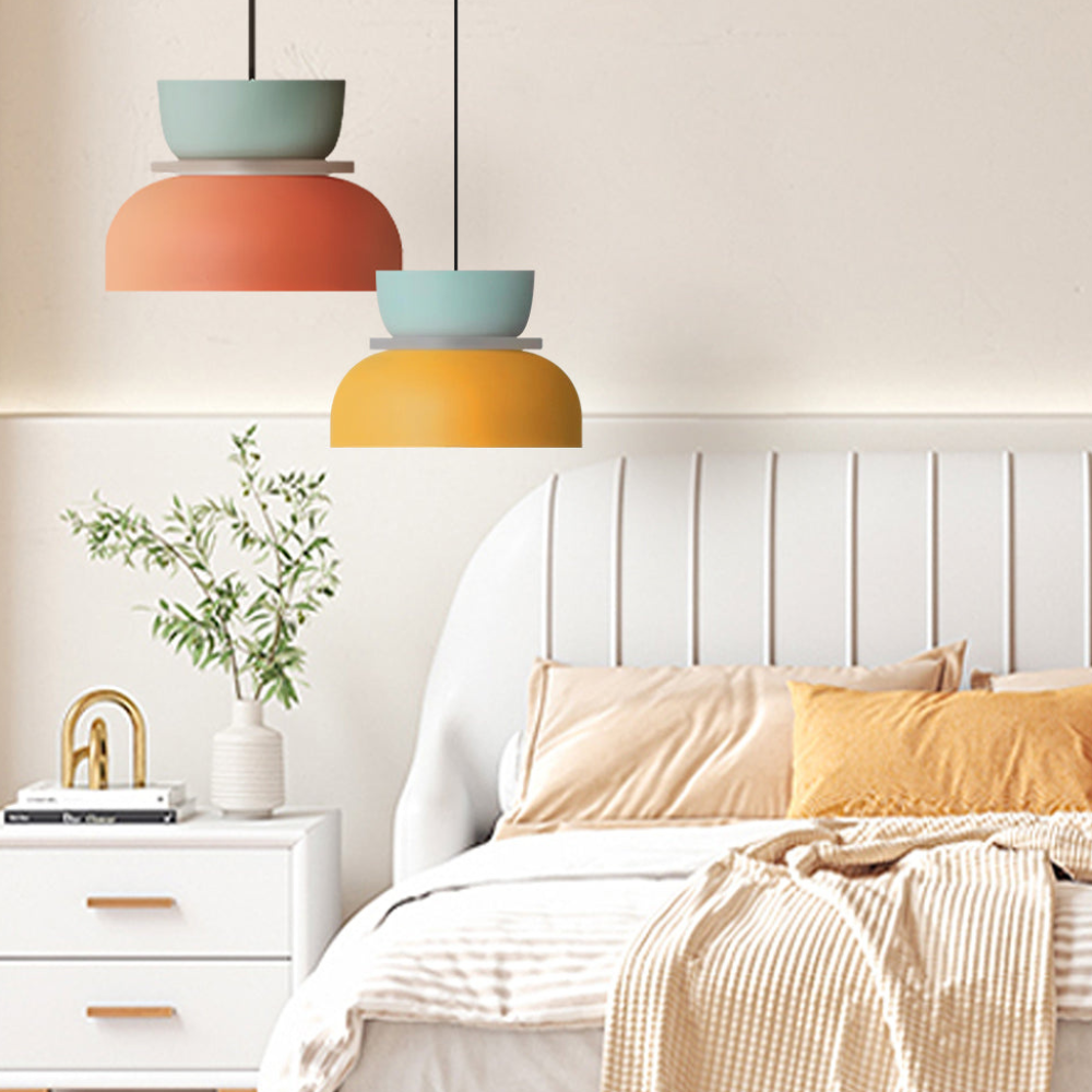 Hängelampe mit gestapelter Schale und mattem Finish – Nordischer geometrischer Stil