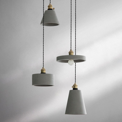 Modern Concrete Geometric Pendant Light - Industrial Cement Silhouette Hanging Lamp