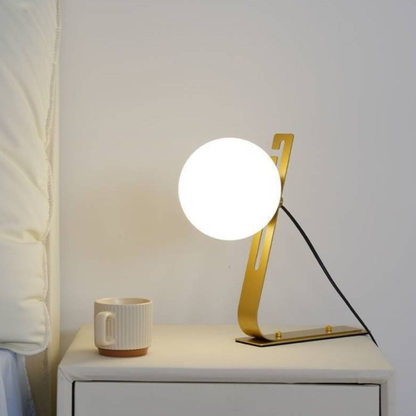 Table Lamp with Adjustable Glass Globe - Modern Mid Century Gold