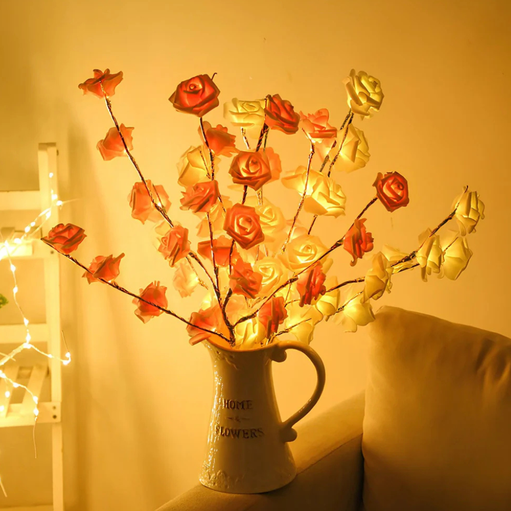 Lampe à branche florale LED bohème - Décoration de saule et branches alimentée par batterie