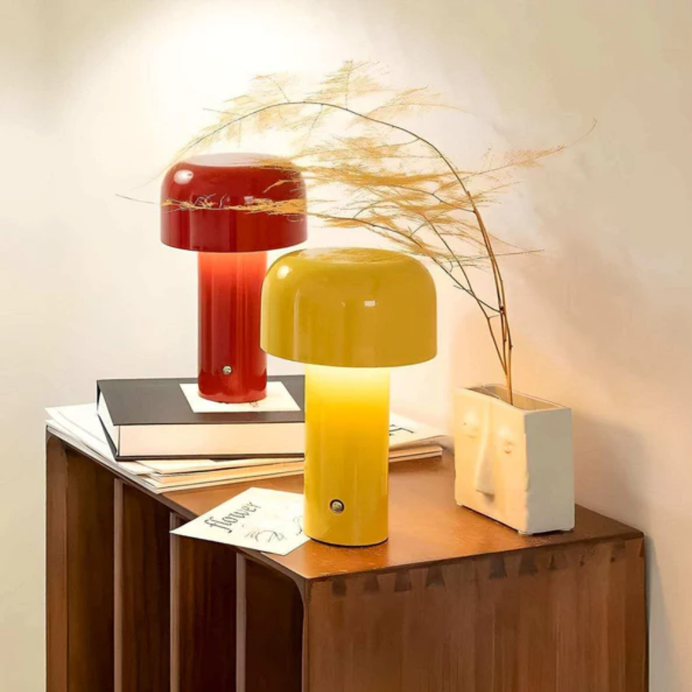 Pilz-Tischlampe Wiederaufladbar LED mit Einstellbarer Helligkeit – Mid Century