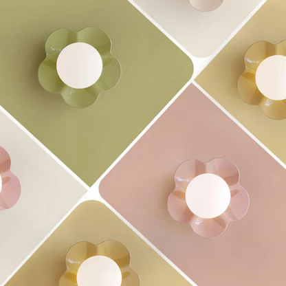 Wall Sconce with Flower Petal Metal Base - Modern Danish Pastel