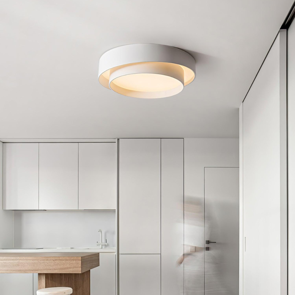 Concentric Ring Ceiling Light with Tiered Shade - Modern Flush Mount