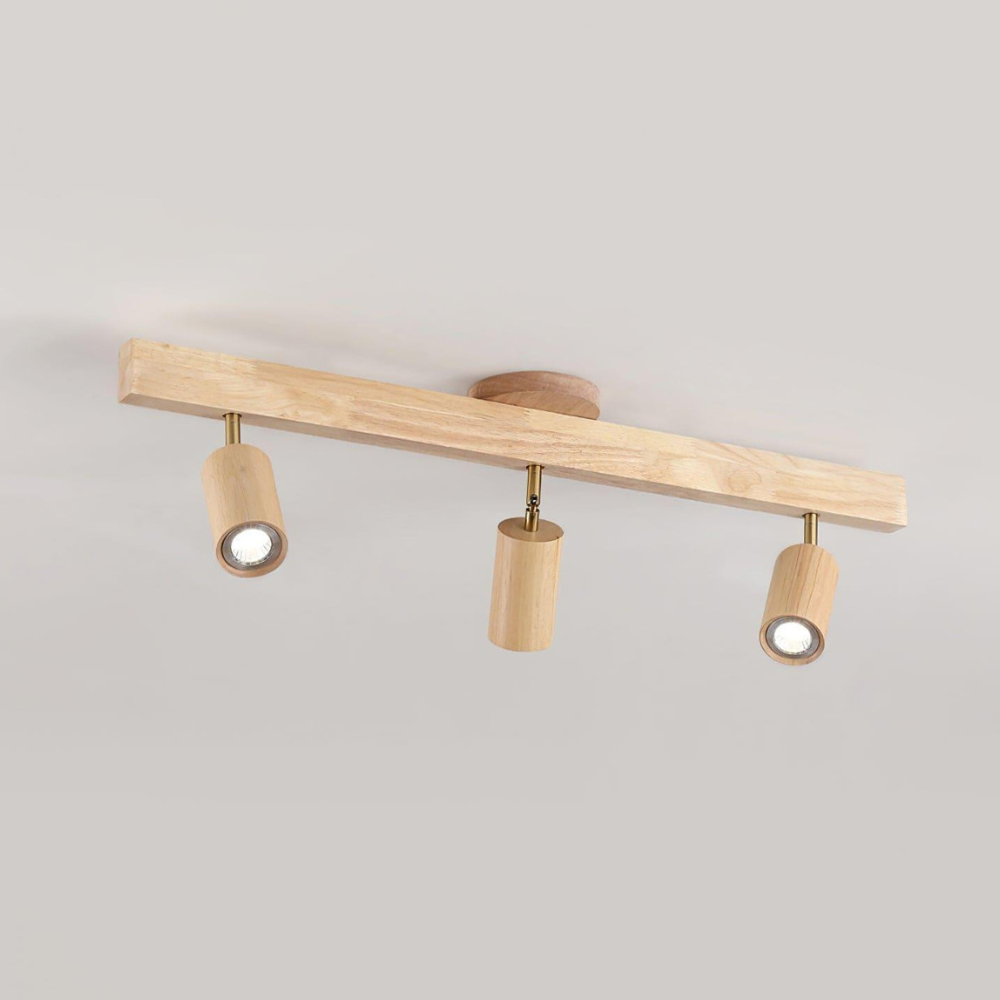 Adjustable Wood Spotlight Fixture - Mid Century Track Lighting