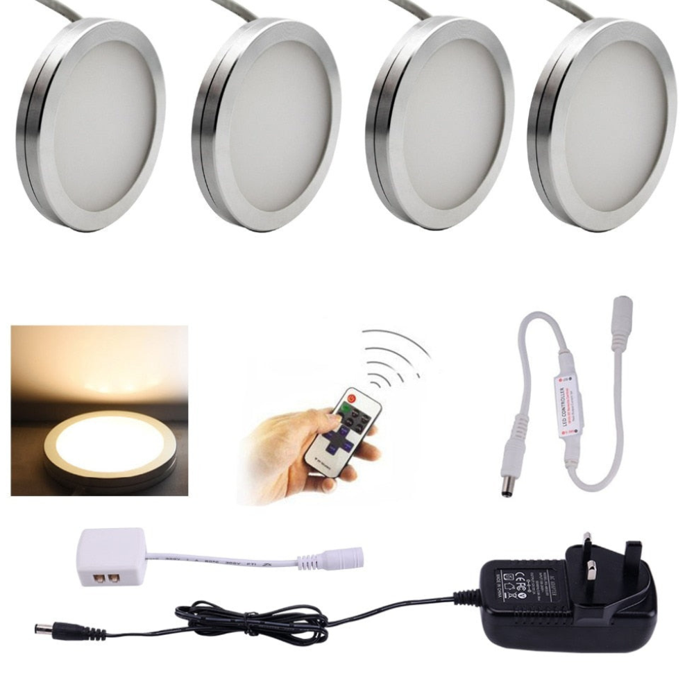 LED-Pucklichter mit kabelloser Fernbedienung und Dimmer – 120 Grad breiter Lichtstrahl