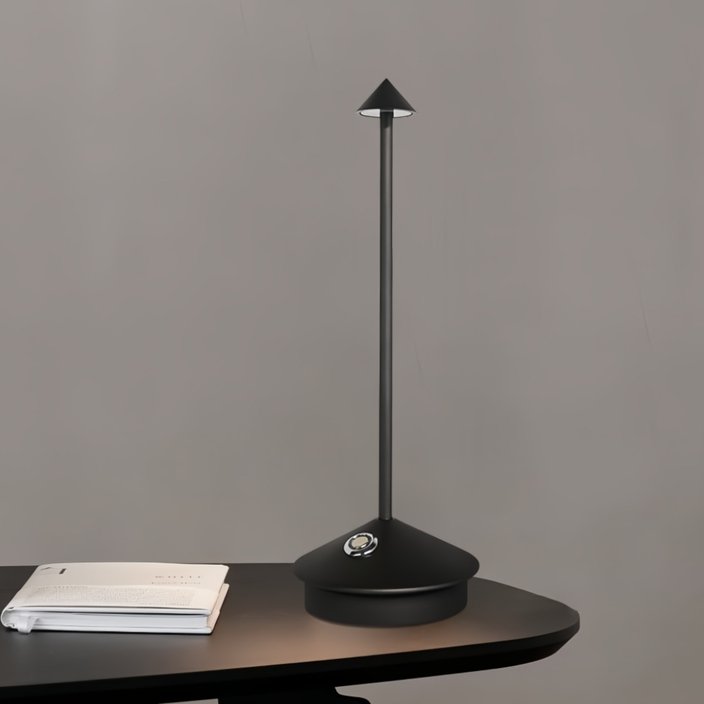 Lampe de table rechargeable sans fil avec abat-jour conique - Moderne et minimaliste