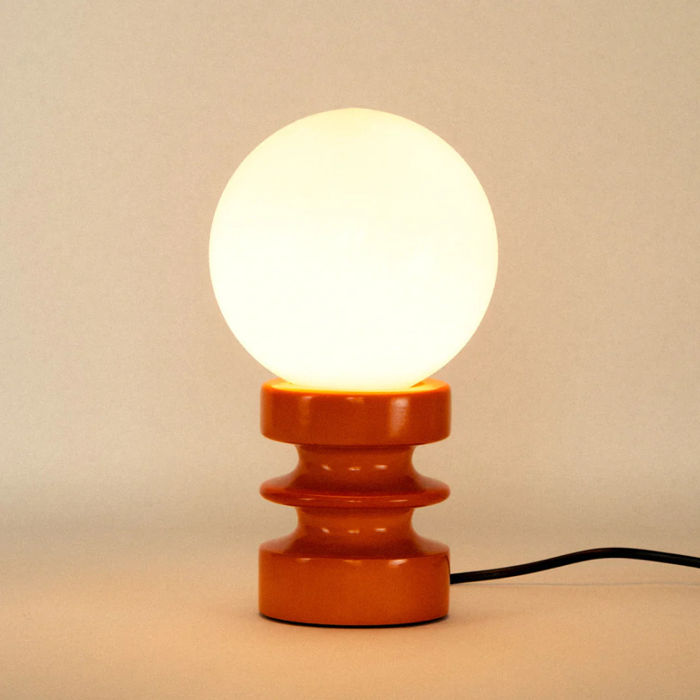 Table Lamp with Frosted Glass Globe Shade - Modern Mid Century Retro