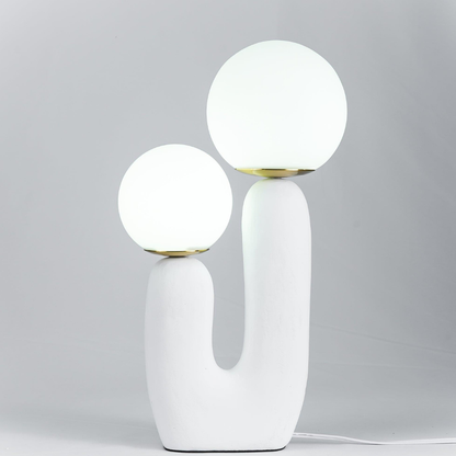 Mid-Century Modern U-Shaped Resin Table Lamp with Dual Glass Globes