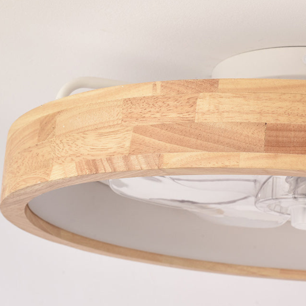 flush mount ceiling fan with light and Hollowed or Solid Wood Frame - Japandi Style