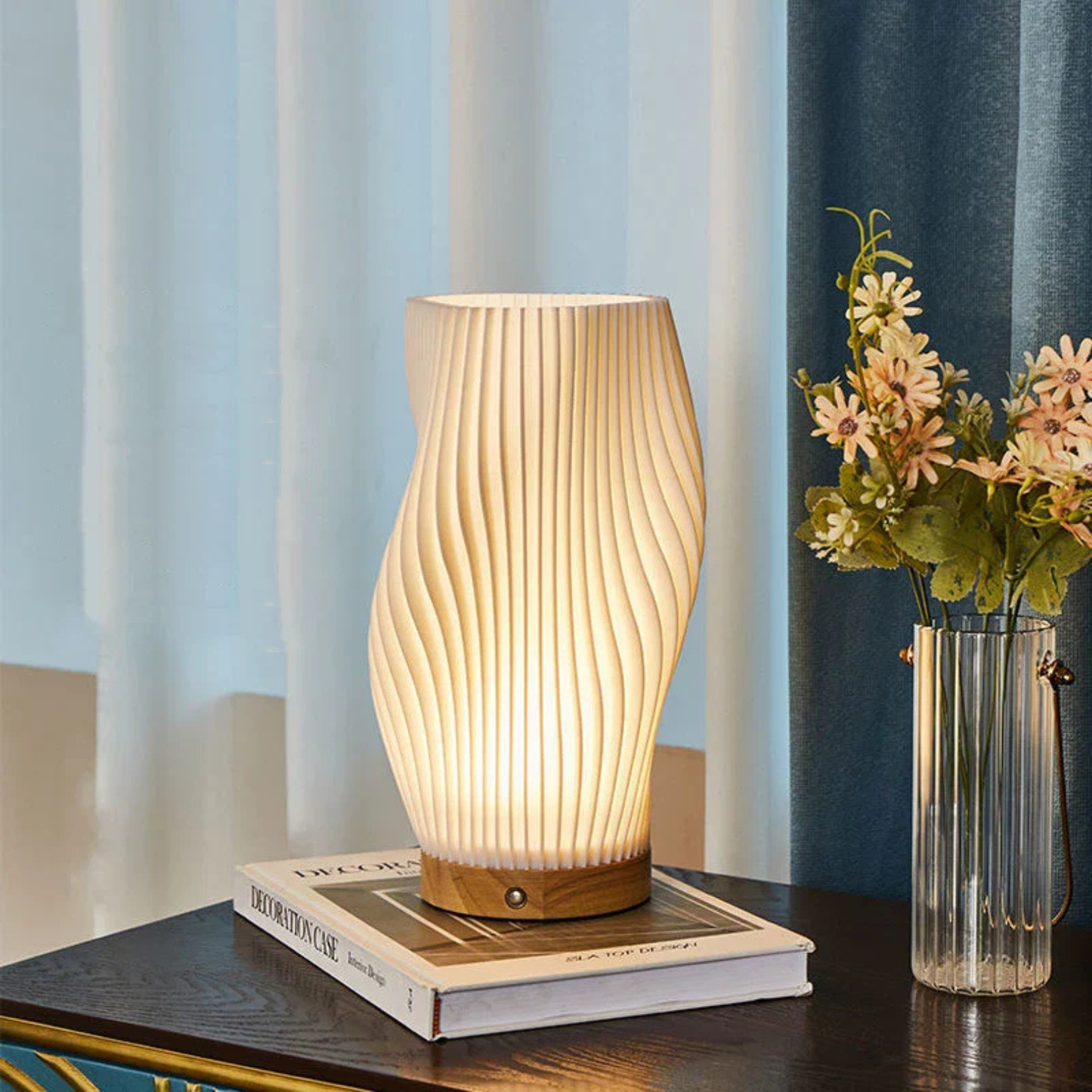 Modern Textured Bedside Vase Lamp