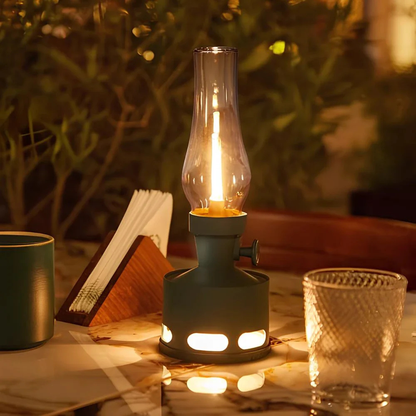 Mid-Century Modern Rechargeable LED Lantern - Vintage Battery Table Lamp