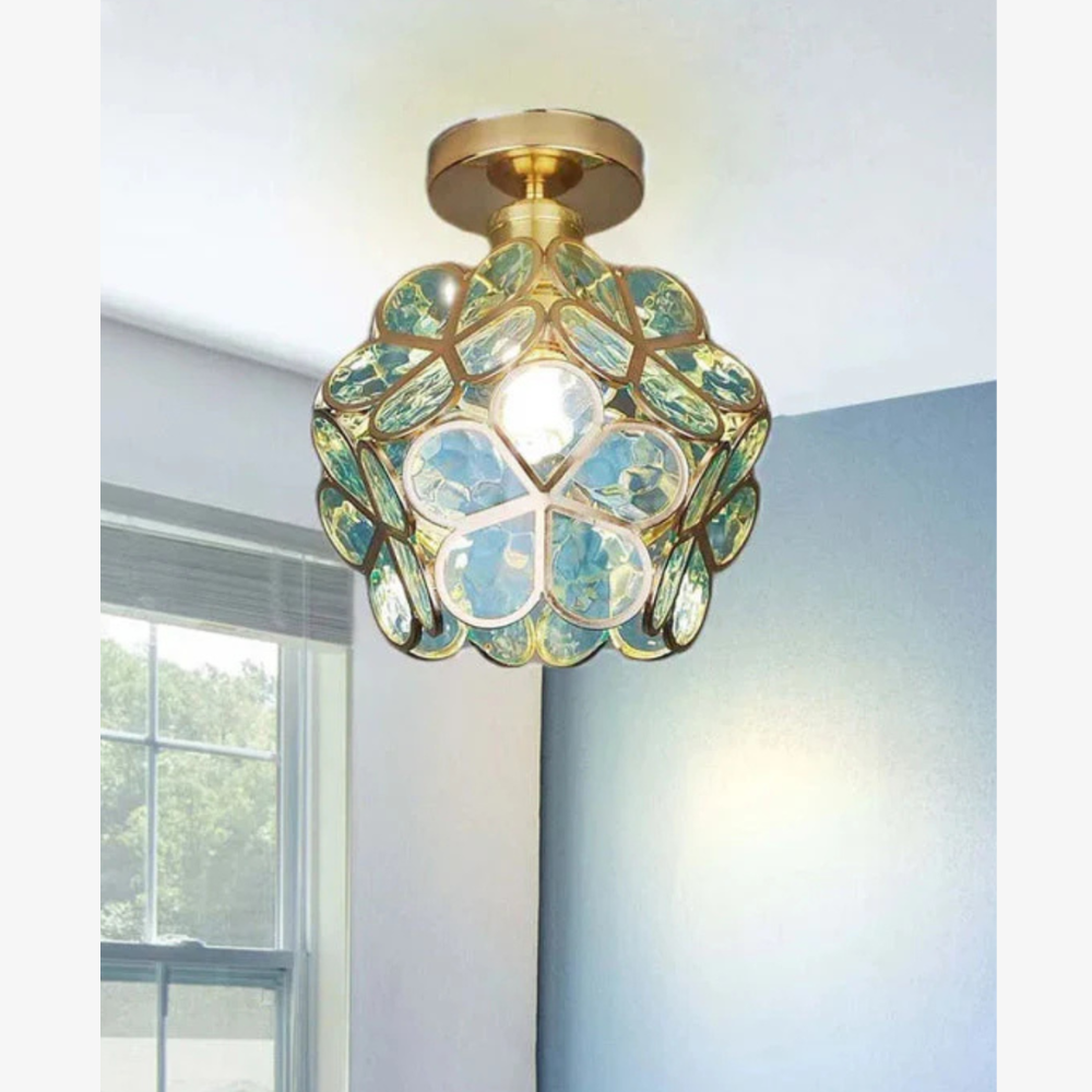 Floral Flush Mount Ceiling Light - Petal Design Acrylic Globe