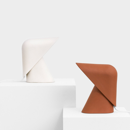 Metal Shield Table Lamp with Matte Resin Base - Nordic Desk Lighting