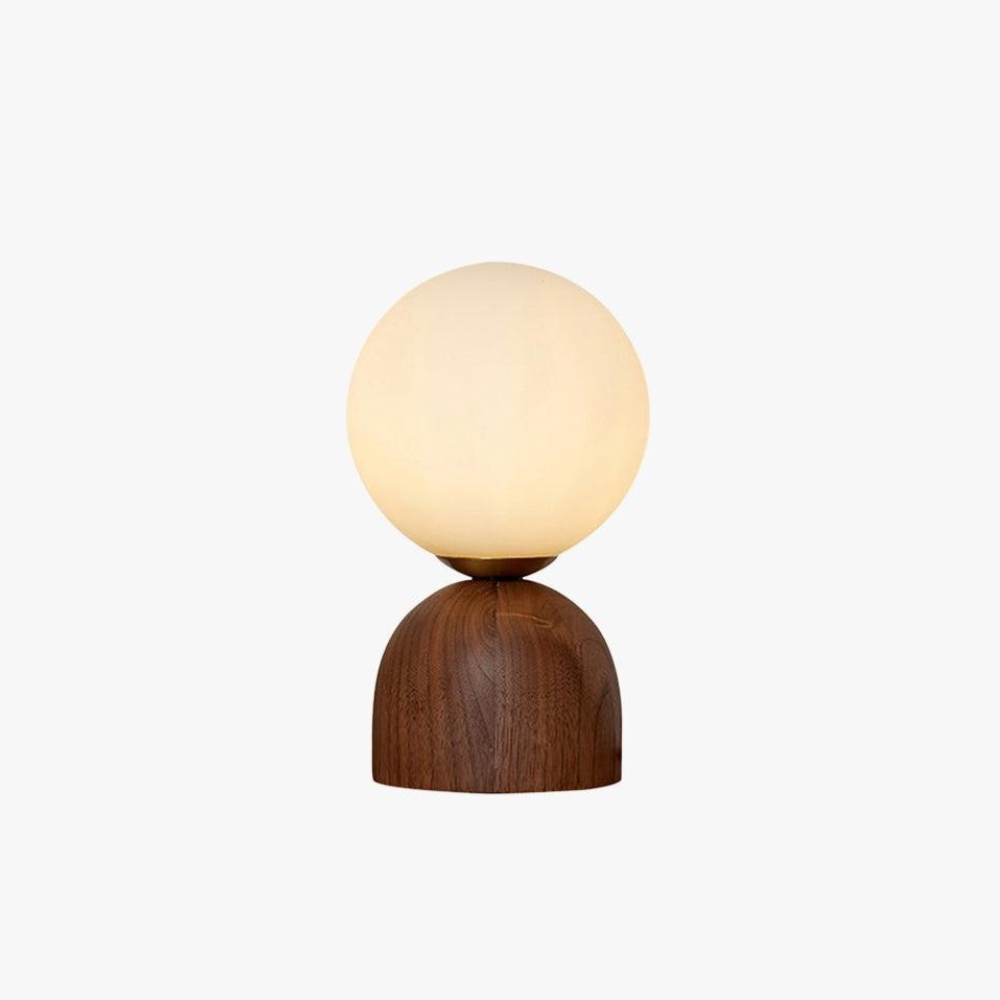 Glass Globe Table Lamp with Wood Base - Mid Century Modern Style