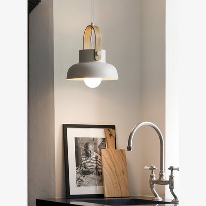 Modern Wood-Toned Handle Pendant Light - Nordic Tapered Pendant Lights