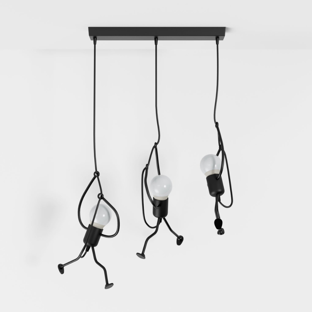 Pendelleuchte mit Eisenfigur-Rahmen – Modern Mid Century Industrial